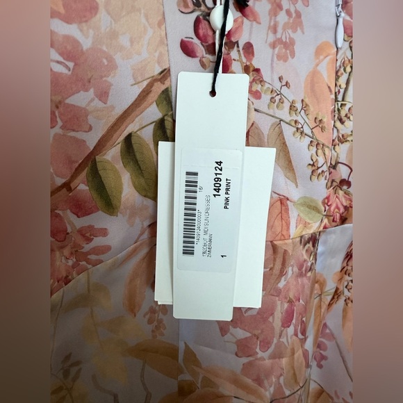 Zimmermann Botanica Silk Floral Midi Dress Pink Ruched NWT Size 1 (US 4) - Picture 9 of 12
